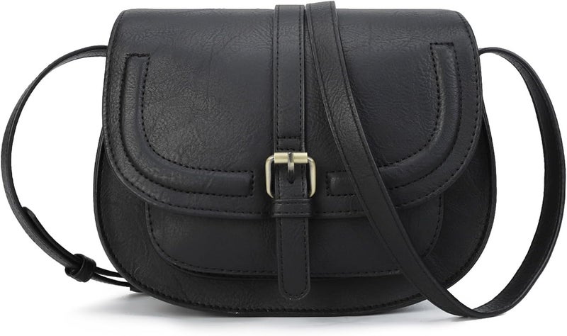 AFKOMST Crossbody Bags for Women,Small Saddle Purse and Boho Cross Body Handbags,Vegan Leather - Image 1
